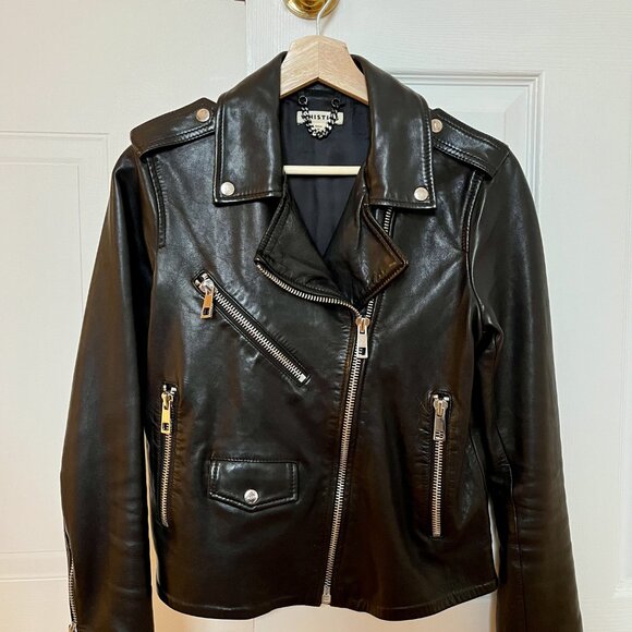 Black Agnes Pocket Leather Jacket - Picture 3 of 5